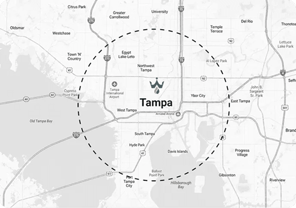Map of the NobleMed service area centered on Tampa